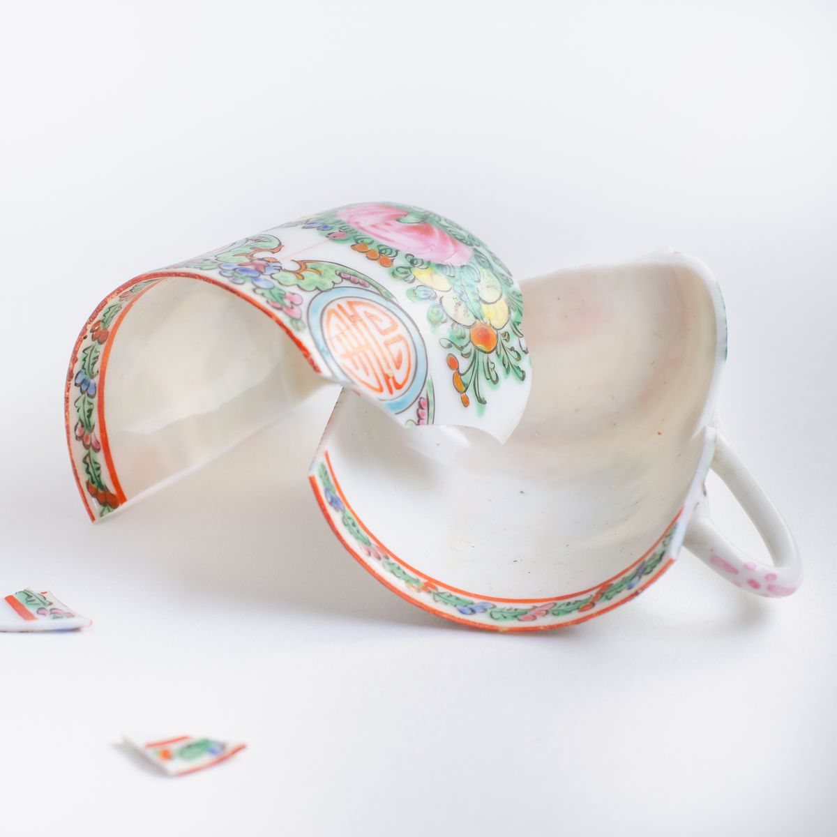 A broken ceramic cup