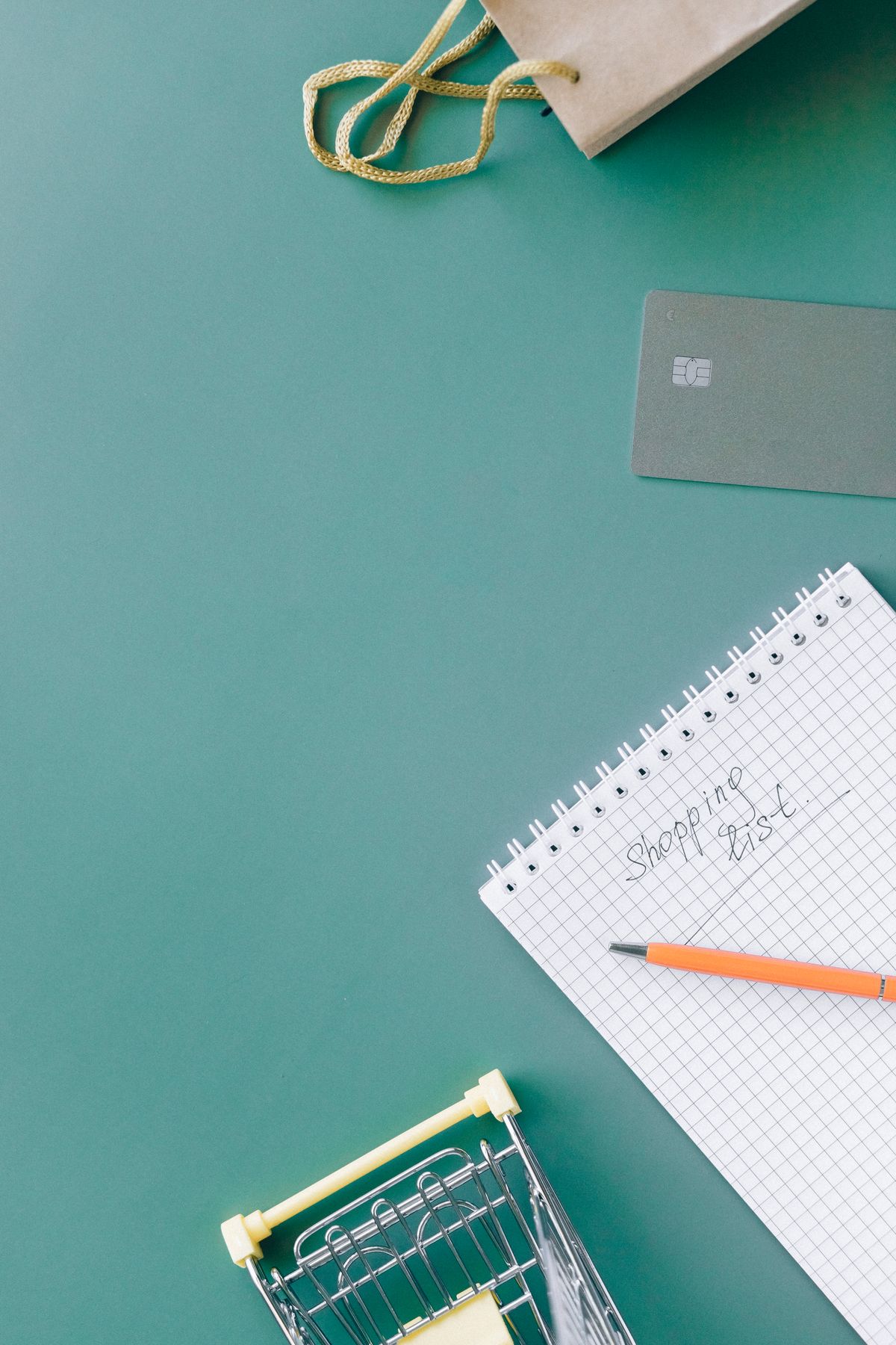 A shopping list in a notebook