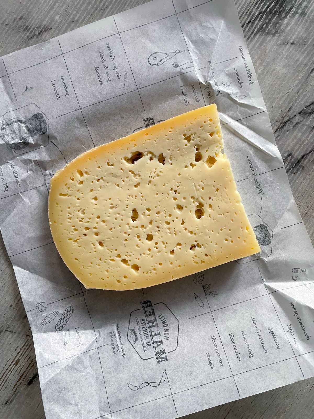 Cheese on wrapping paper
