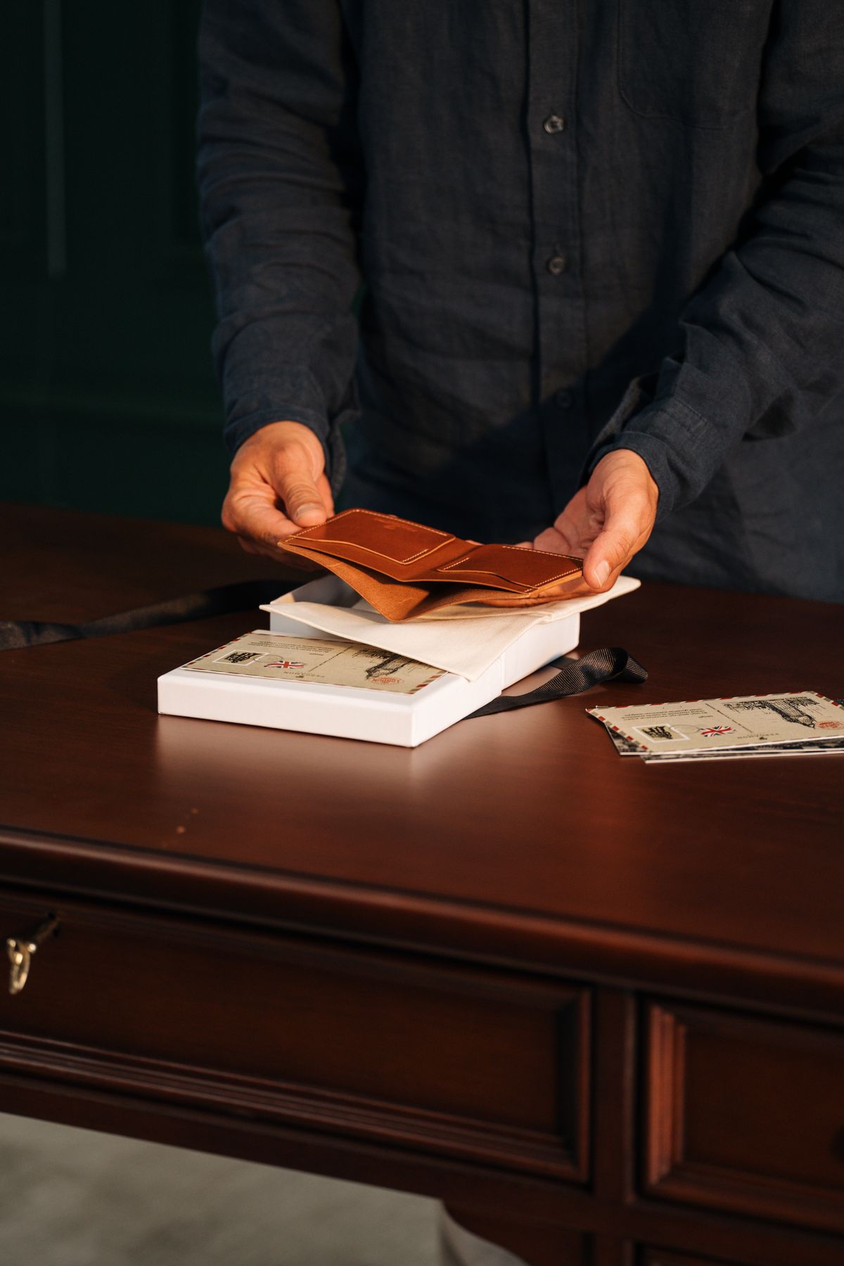 Sorting envelopes on a desk