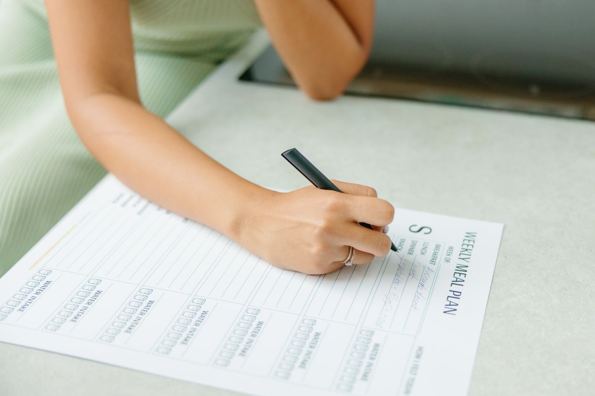 Writing a meal plan