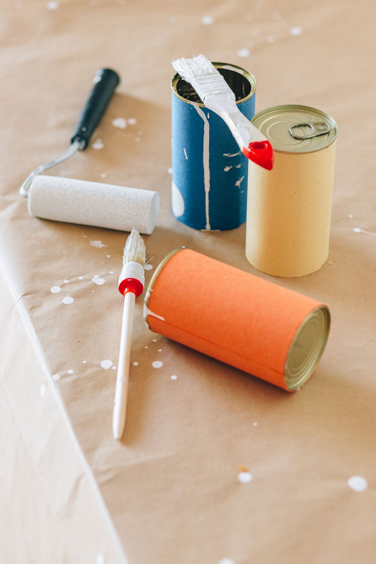 Paint cans and painting tools