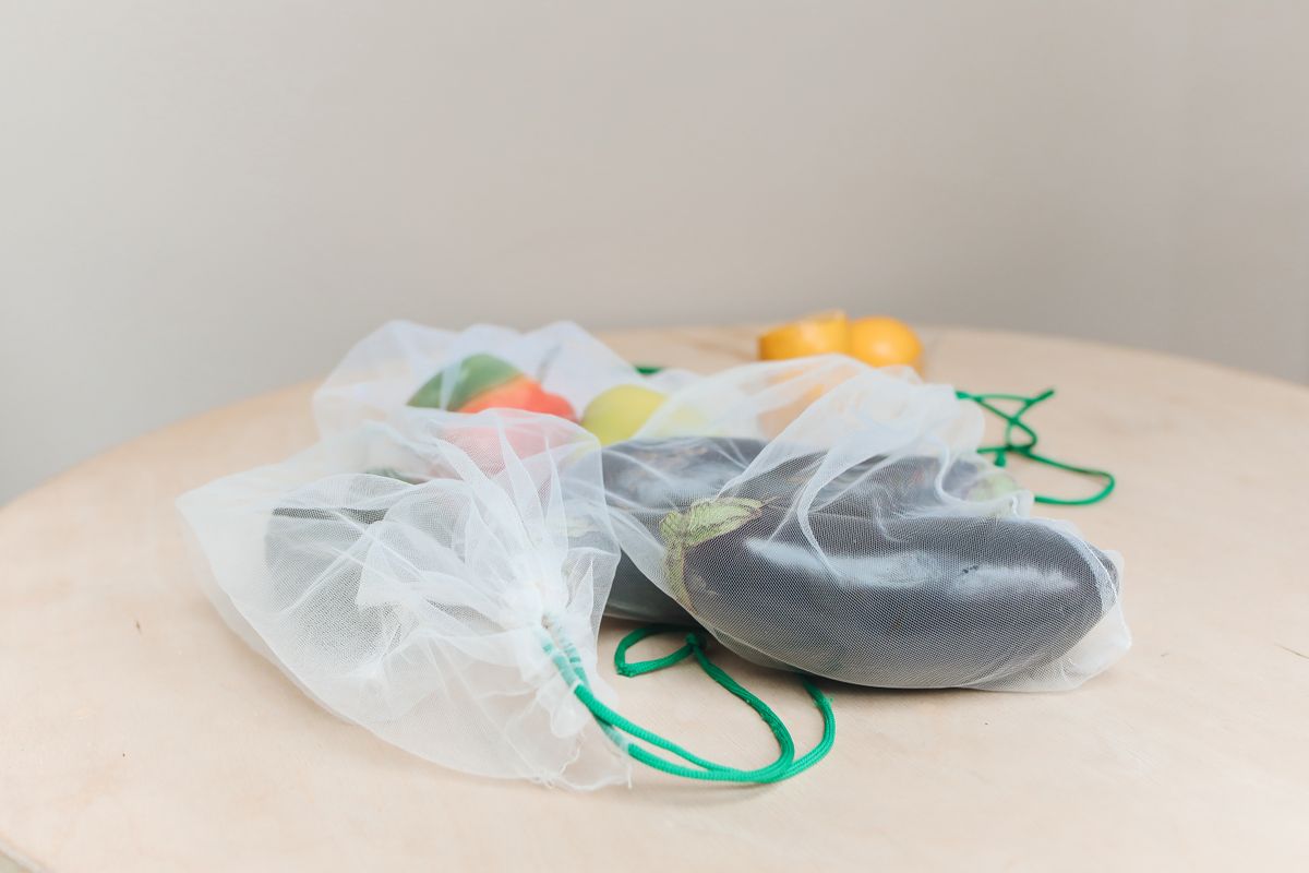 Vegetables in reusable mesh bags