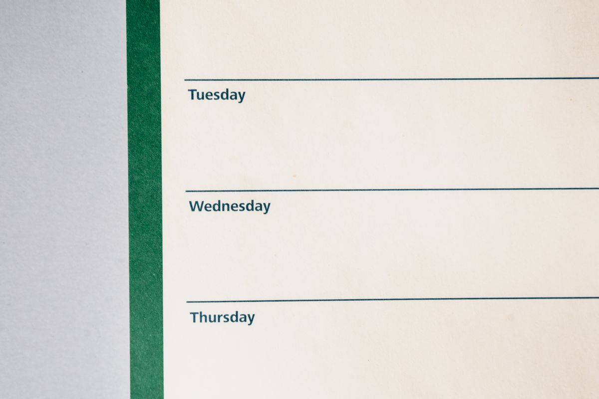 An open weekly planner